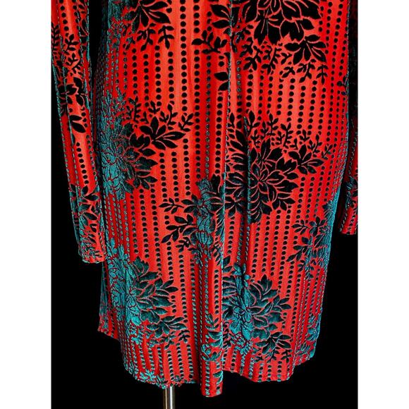 Zara Red Iridescent Teal Velvet Draped Long Sleeve Mini Dress Size M Womens NWT - Picture 6 of 10